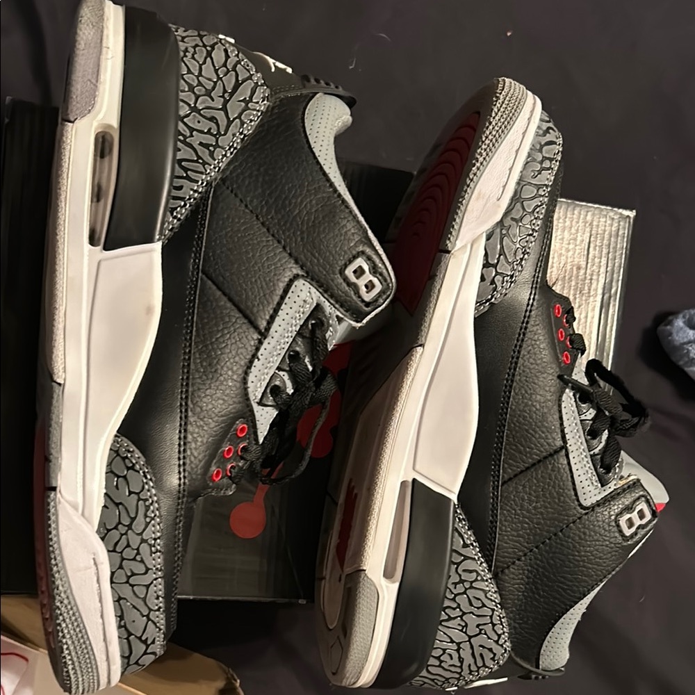 Black and Gray Men's Sneakers retro Jordan 3s in perfect condition - Picture 5 of 5